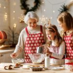 old woman, adult woman, and young girl making cookies together