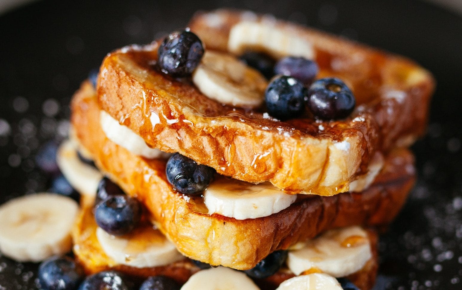 French Toast with bananas and blueberries