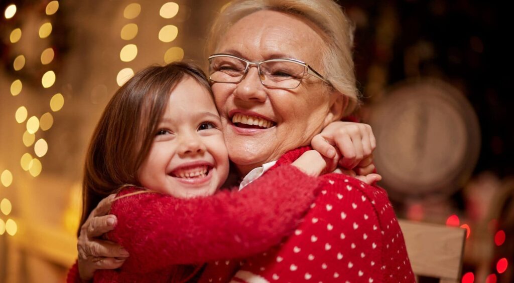 granda & grandkid huging