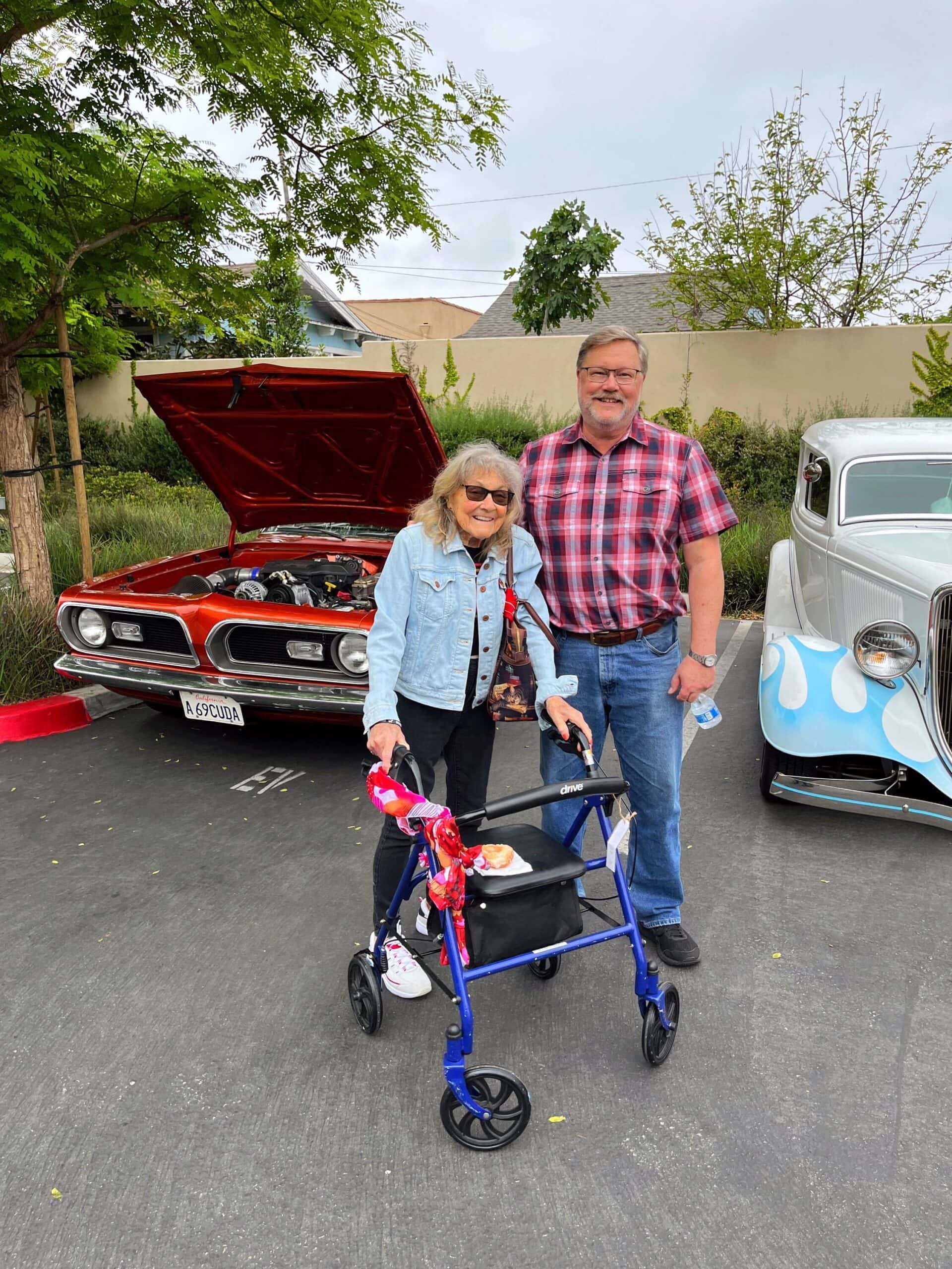 resident and family member during car show