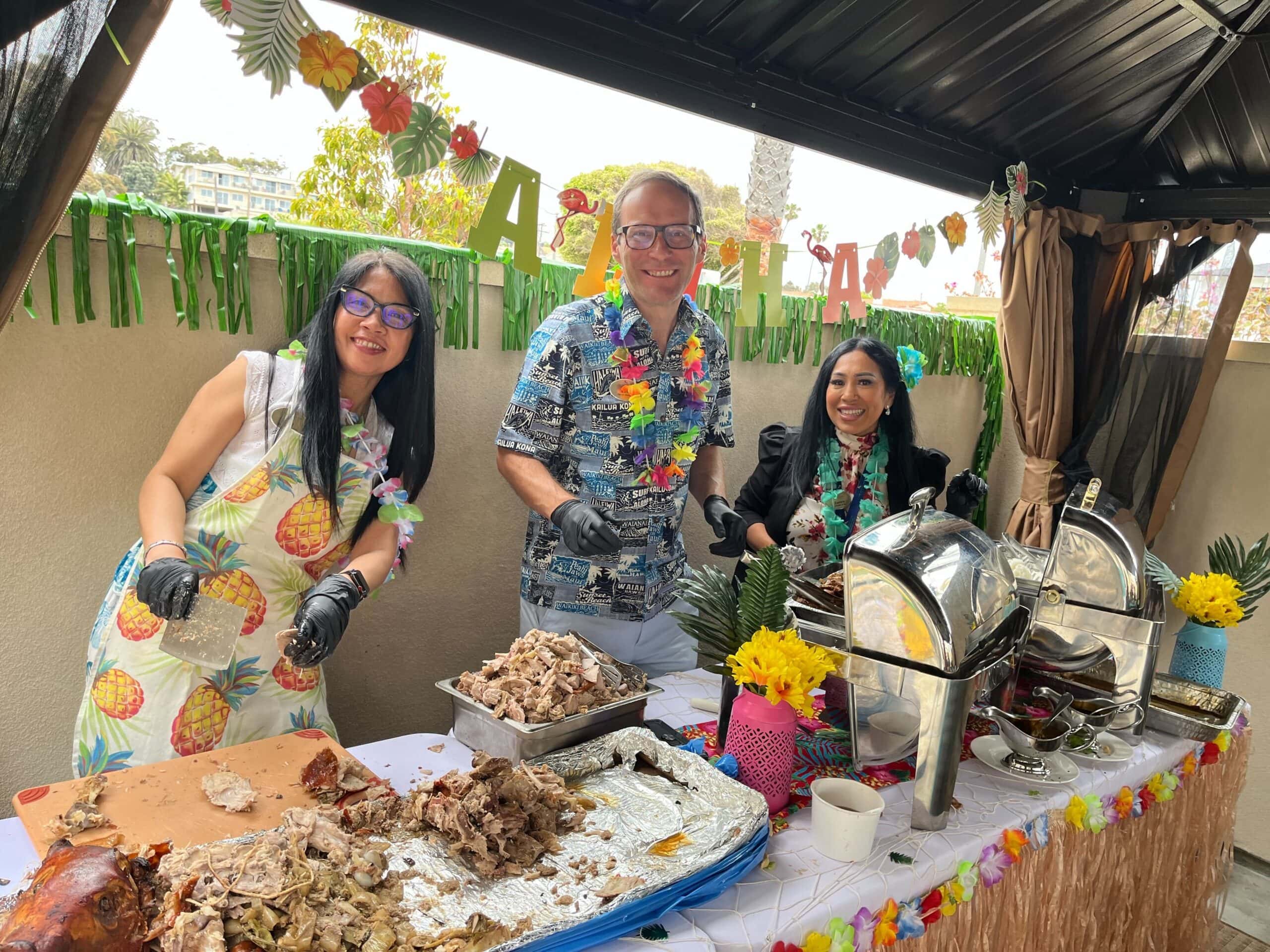 team members during barbecue event