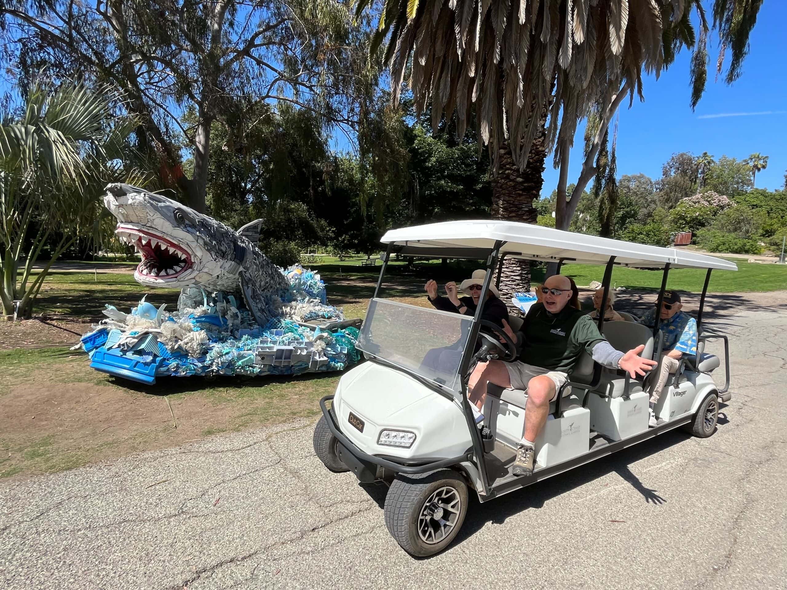 residents going for a ride in golf cart