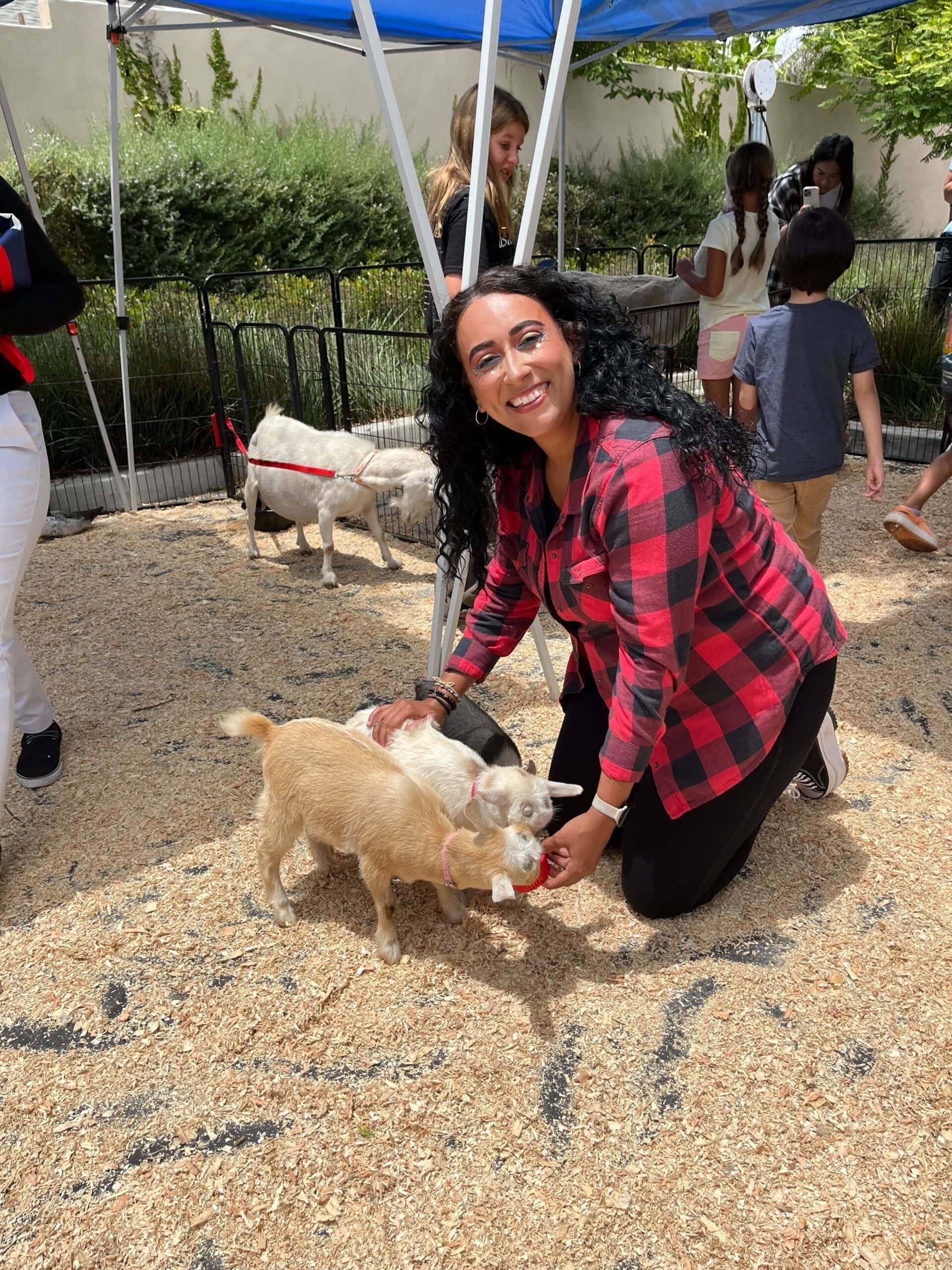 care team member at petting zoo