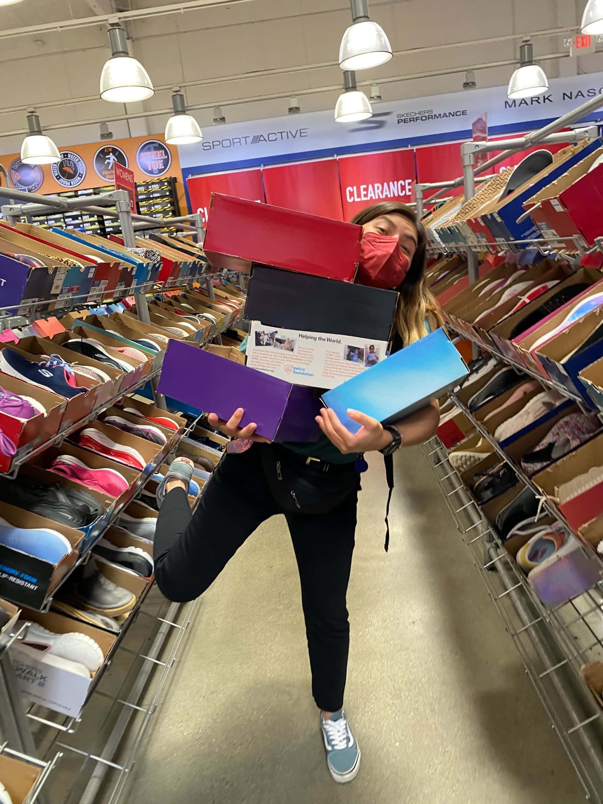 team member shopping for shoes