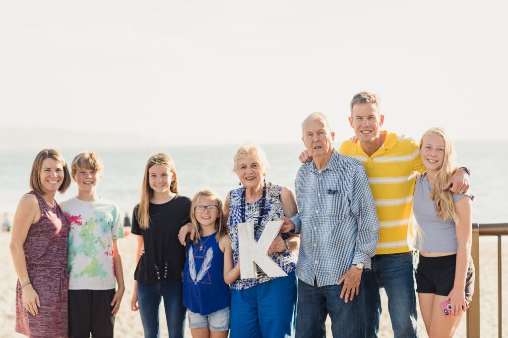 gathering of family members at the beach